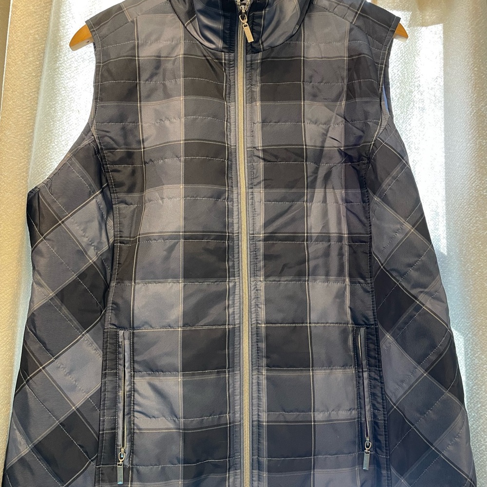 Christopher & Banks Blue Plaid Vest